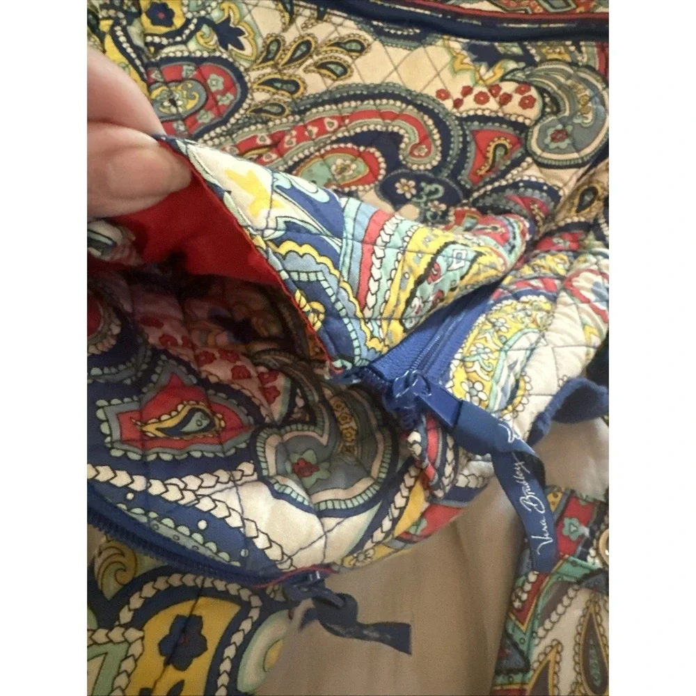 Vera Bradley Sling Tennis Backpack in Marina Paisley Pattern Blue, Red, White